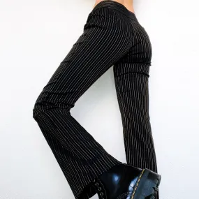 90s Black & Gold Pinstriped Pants (XS)