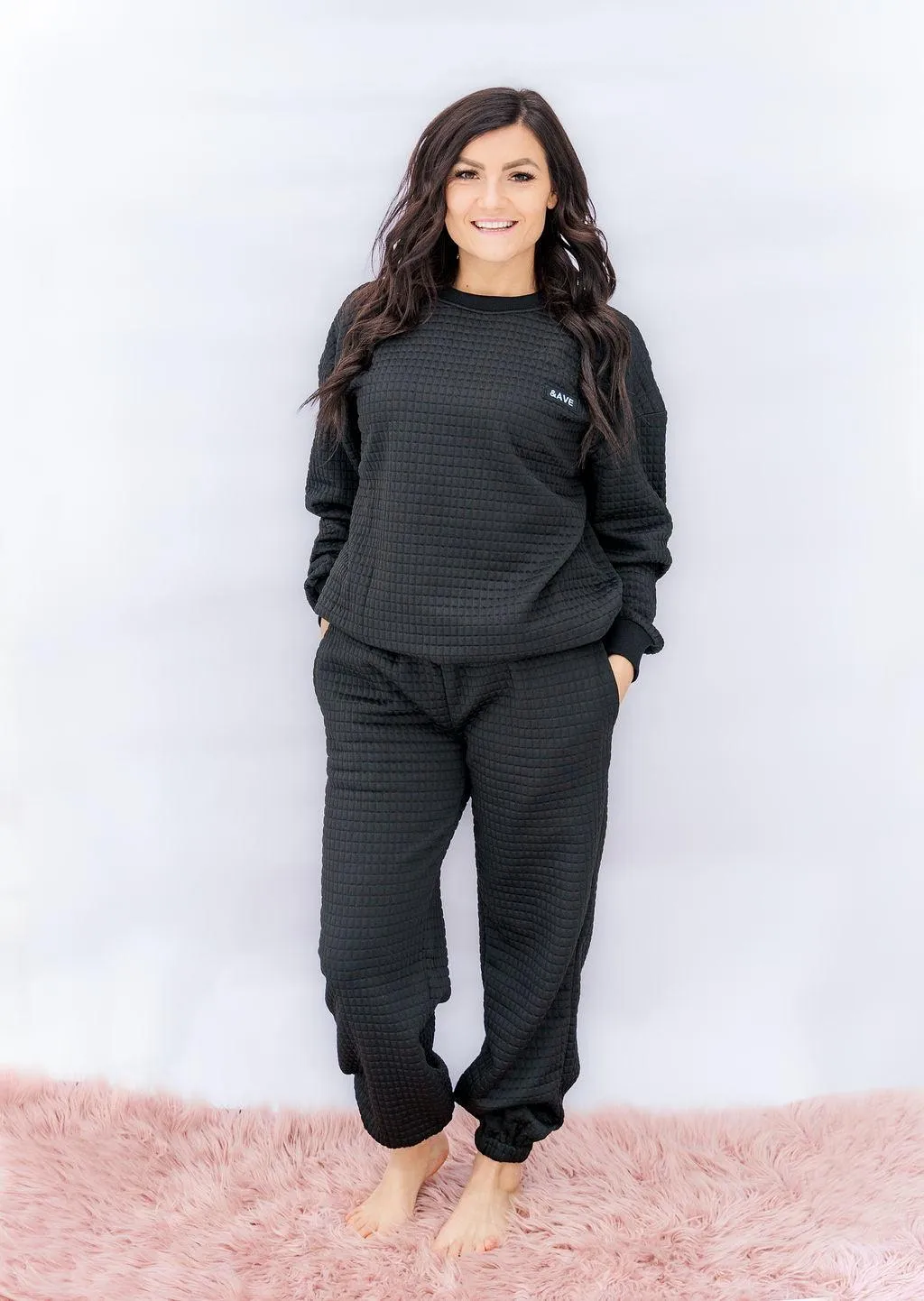 Ampersand Avenue Black &AVE Quilted Joggers
