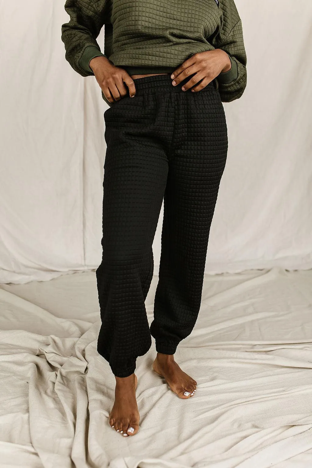 Ampersand Avenue Black &AVE Quilted Joggers