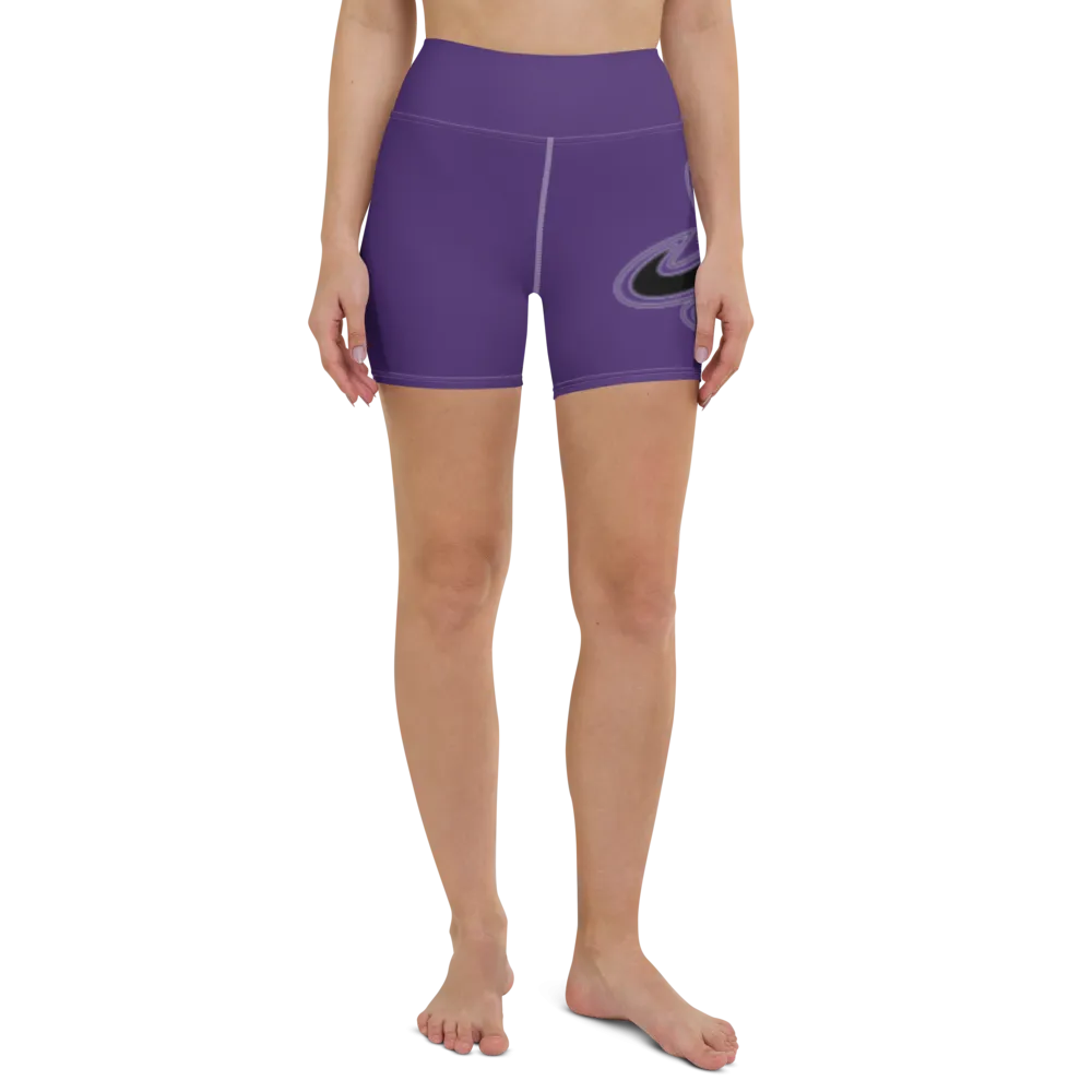 Athletic Apparatus Purple Black logo White stitch Yoga Shorts