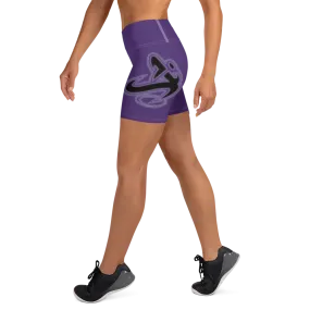 Athletic Apparatus Purple Black logo White stitch Yoga Shorts