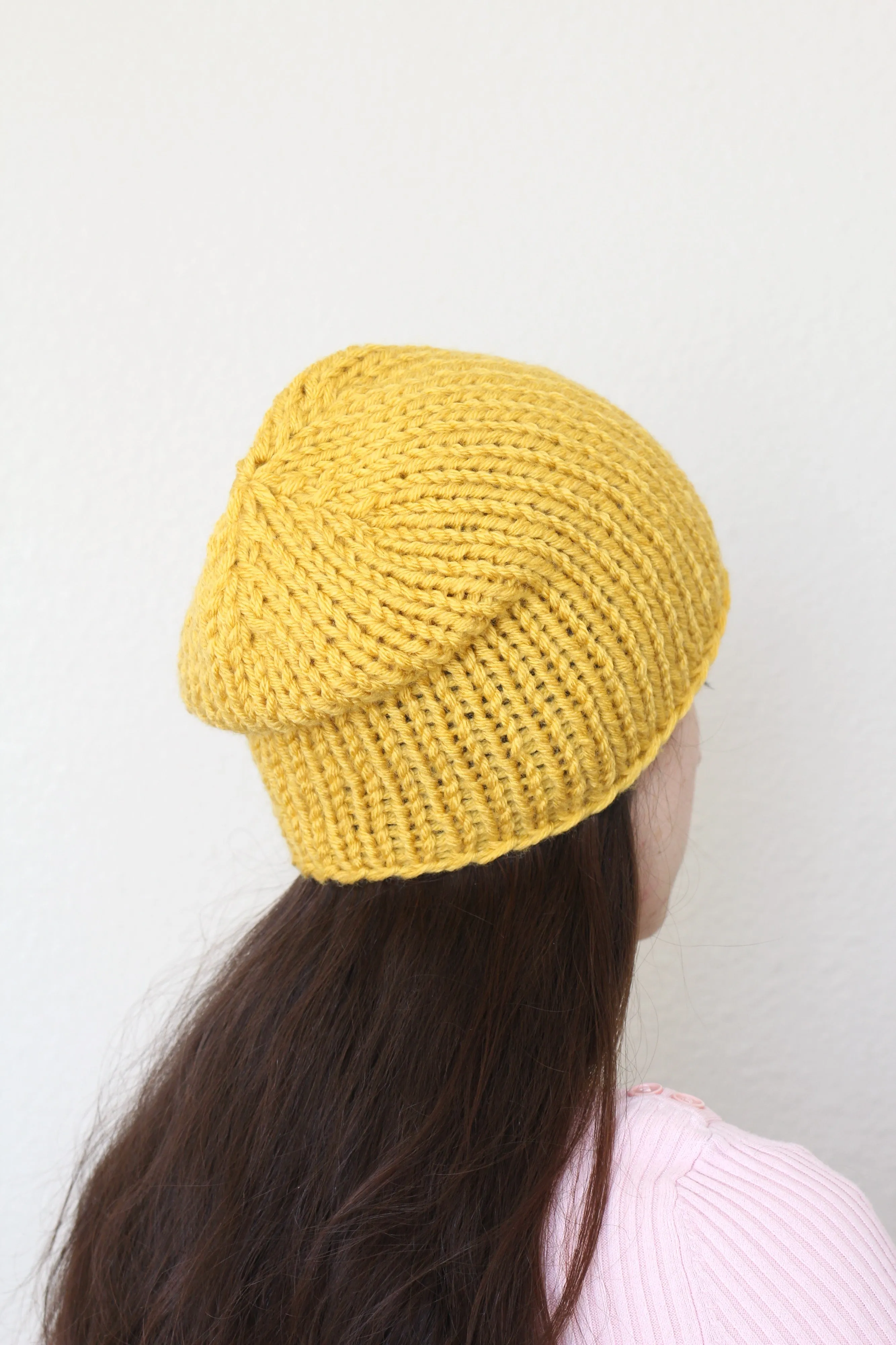 Beanie hat, knit hat, slouchy hat, knit beanie in rust orange color