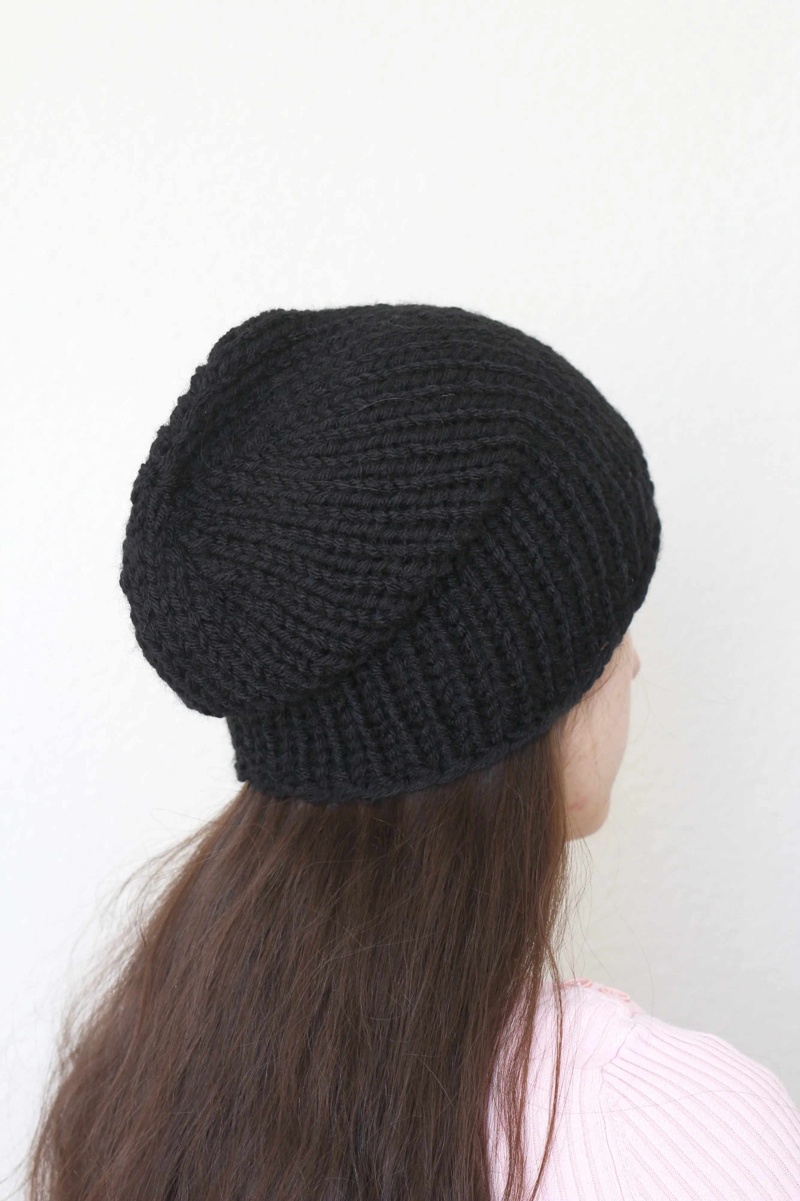 Beanie hat, knit hat, slouchy hat, knit beanie in rust orange color