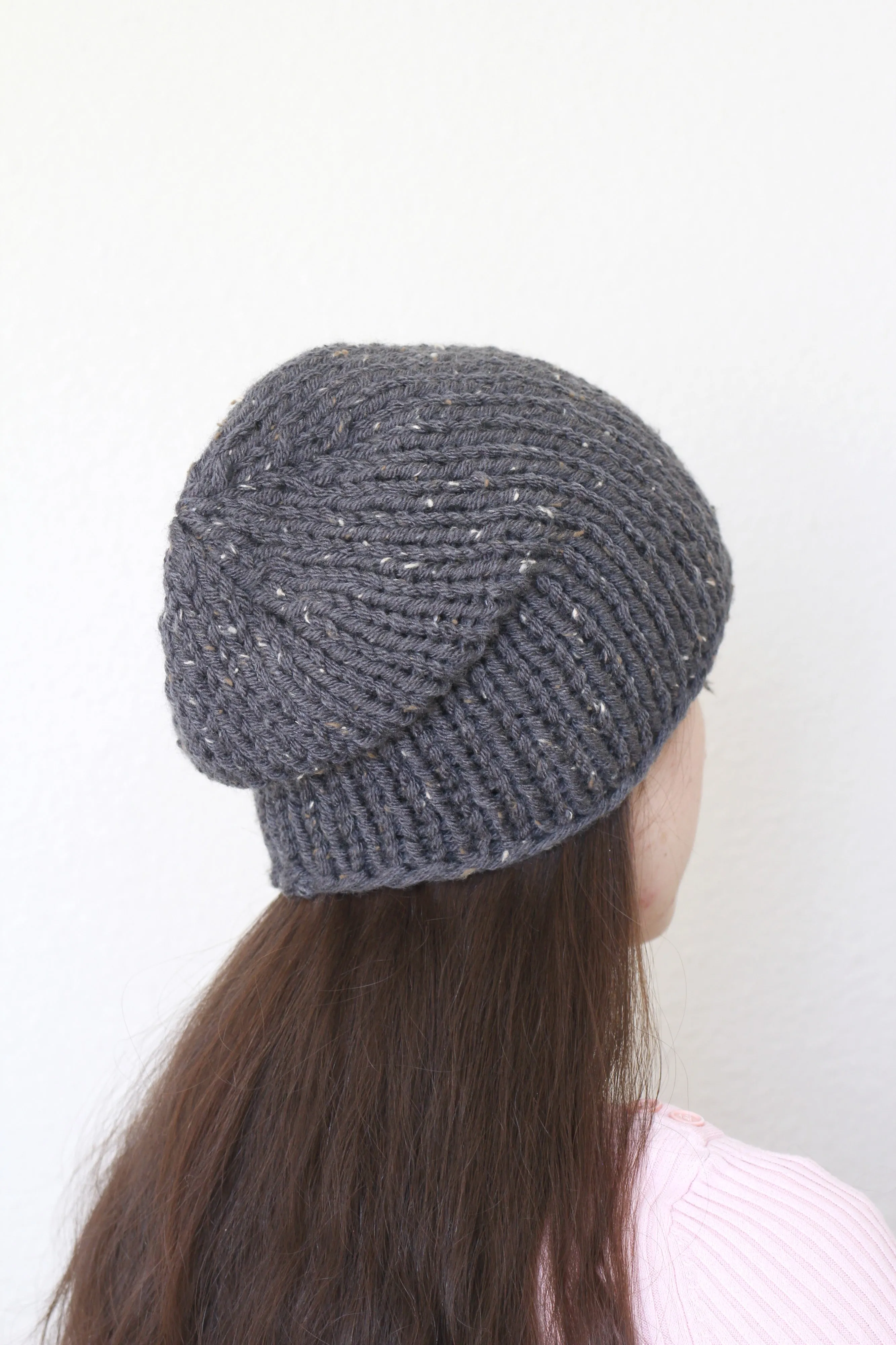 Beanie hat, knit hat, slouchy hat, knit beanie in rust orange color