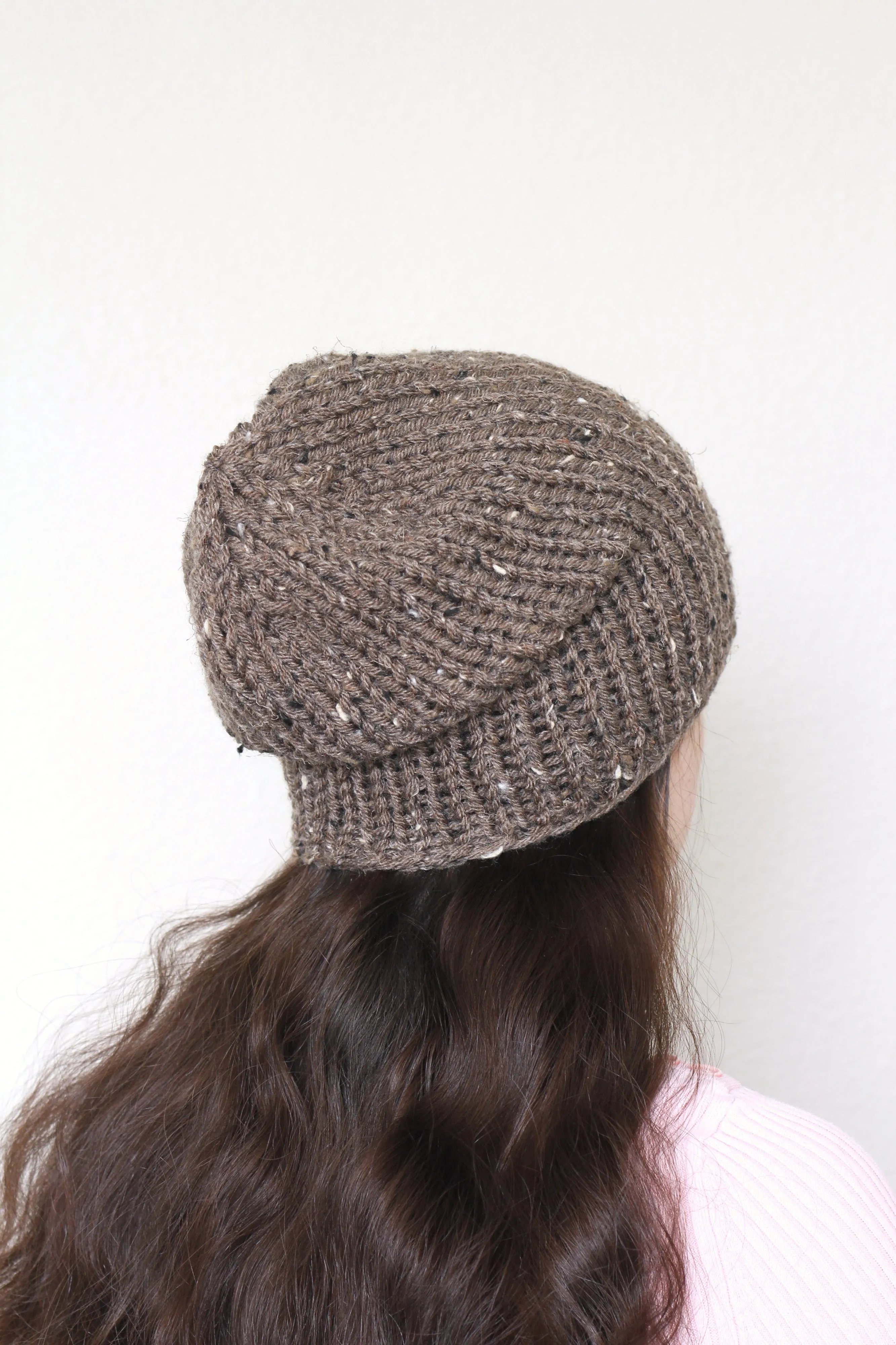 Beanie hat, knit hat, slouchy hat, knit beanie in rust orange color