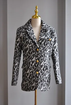 BLACK AND GREY CHEETAH BLAZER JACKET