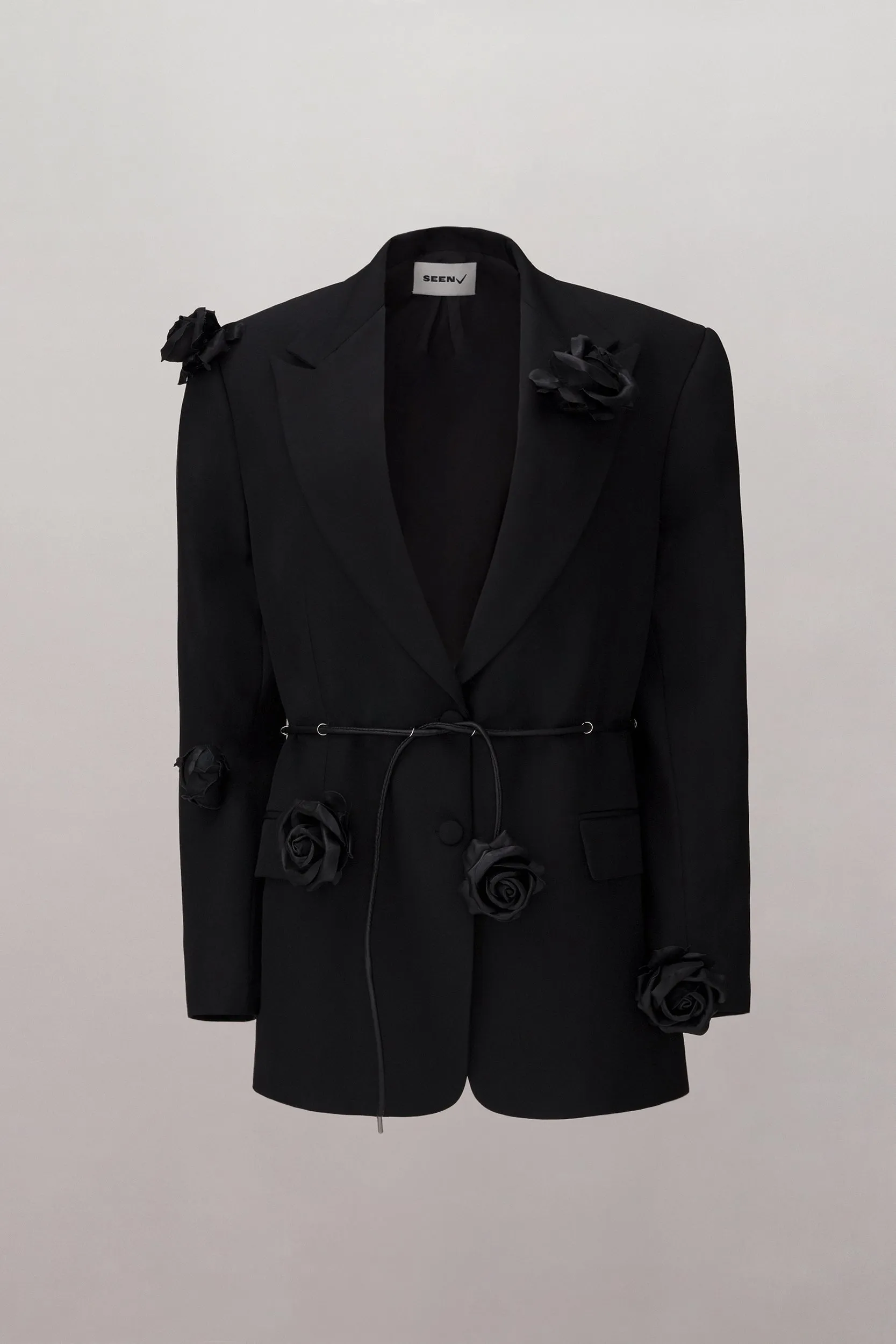 Bonding Rose Blazer - Black/Black Leather Roses