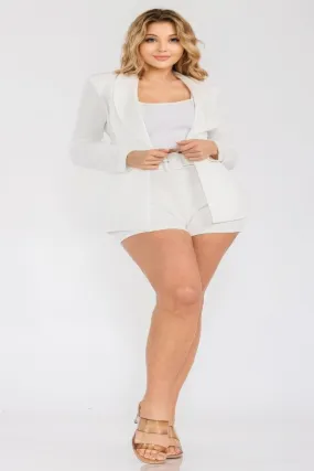 Brunch Baddie Solid Blazer 2 Piece Belted Short Set