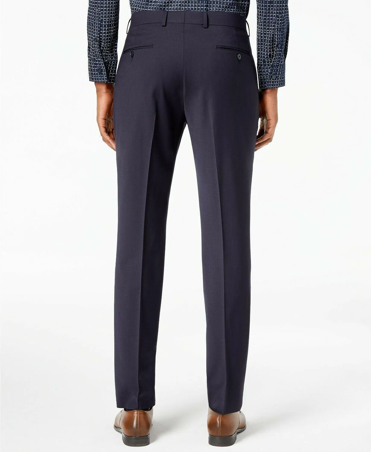Calvin Klein Mens Skinny fit Dress Pants 38 / 34 Blue Solid Stretch