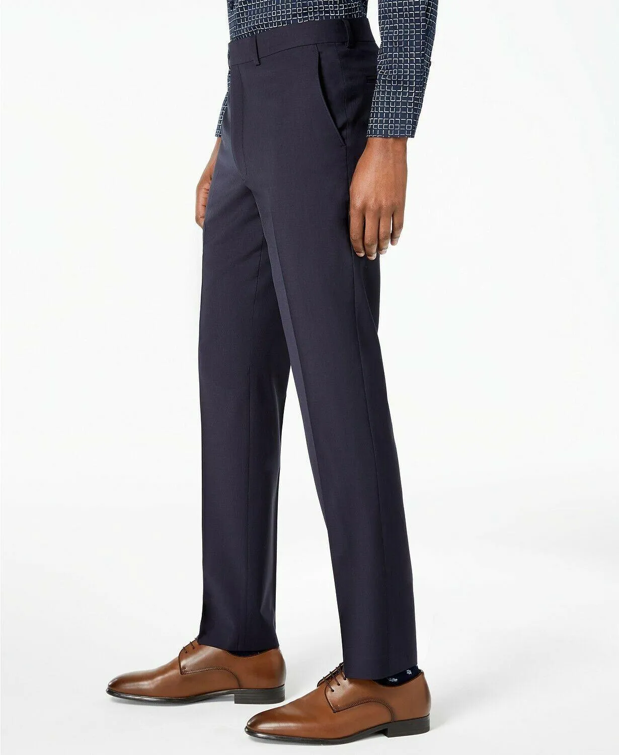 Calvin Klein Mens Skinny fit Dress Pants 38 / 34 Blue Solid Stretch