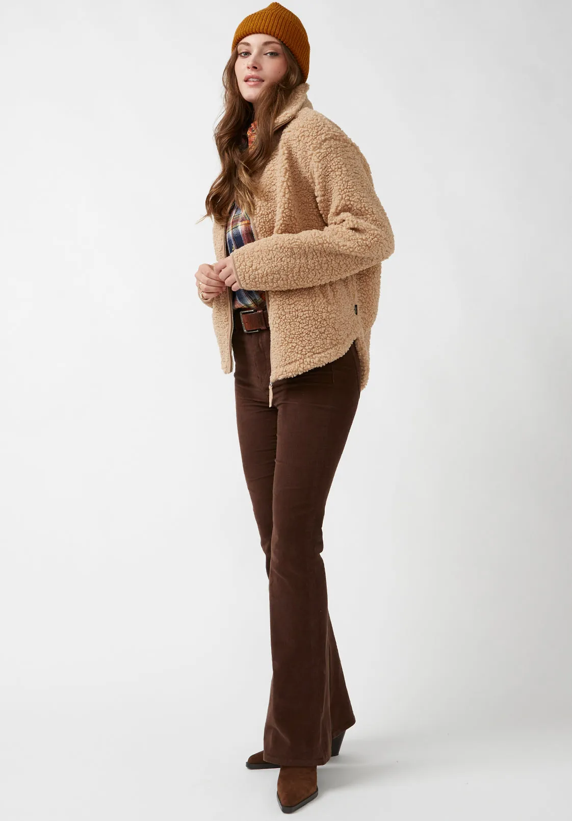 Caterina Women's Full Zip Sherpa Jacket, Vintage Caramel - JK0015F