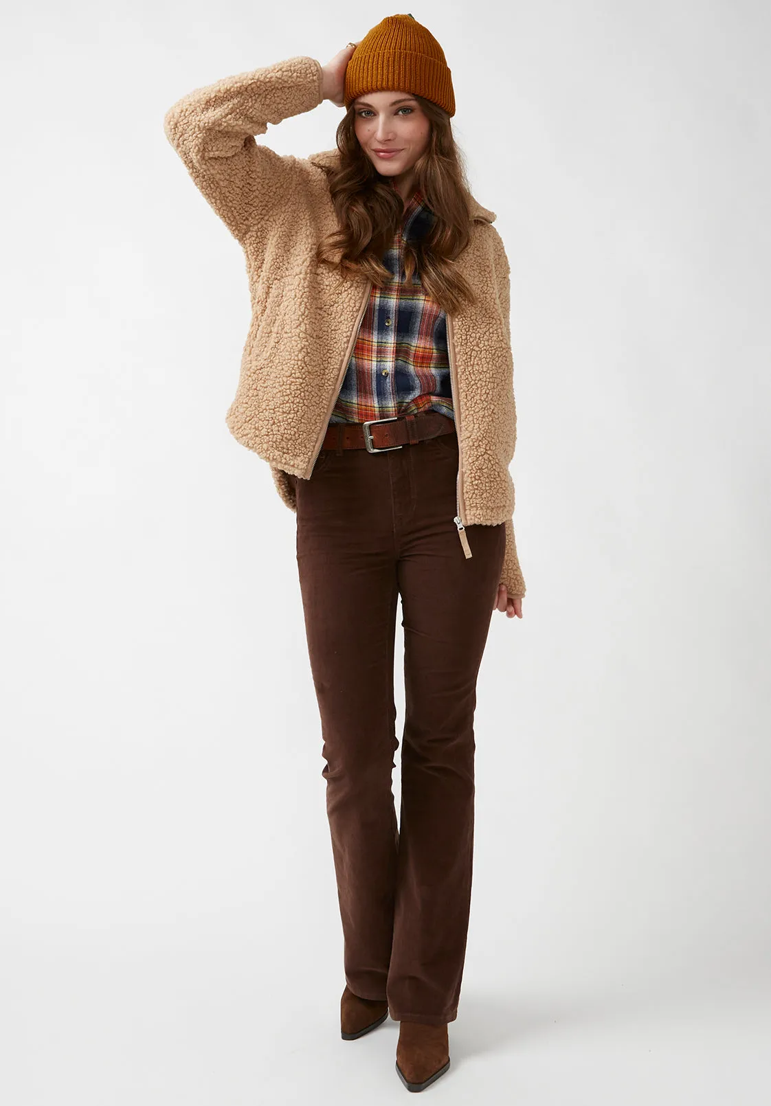 Caterina Women's Full Zip Sherpa Jacket, Vintage Caramel - JK0015F