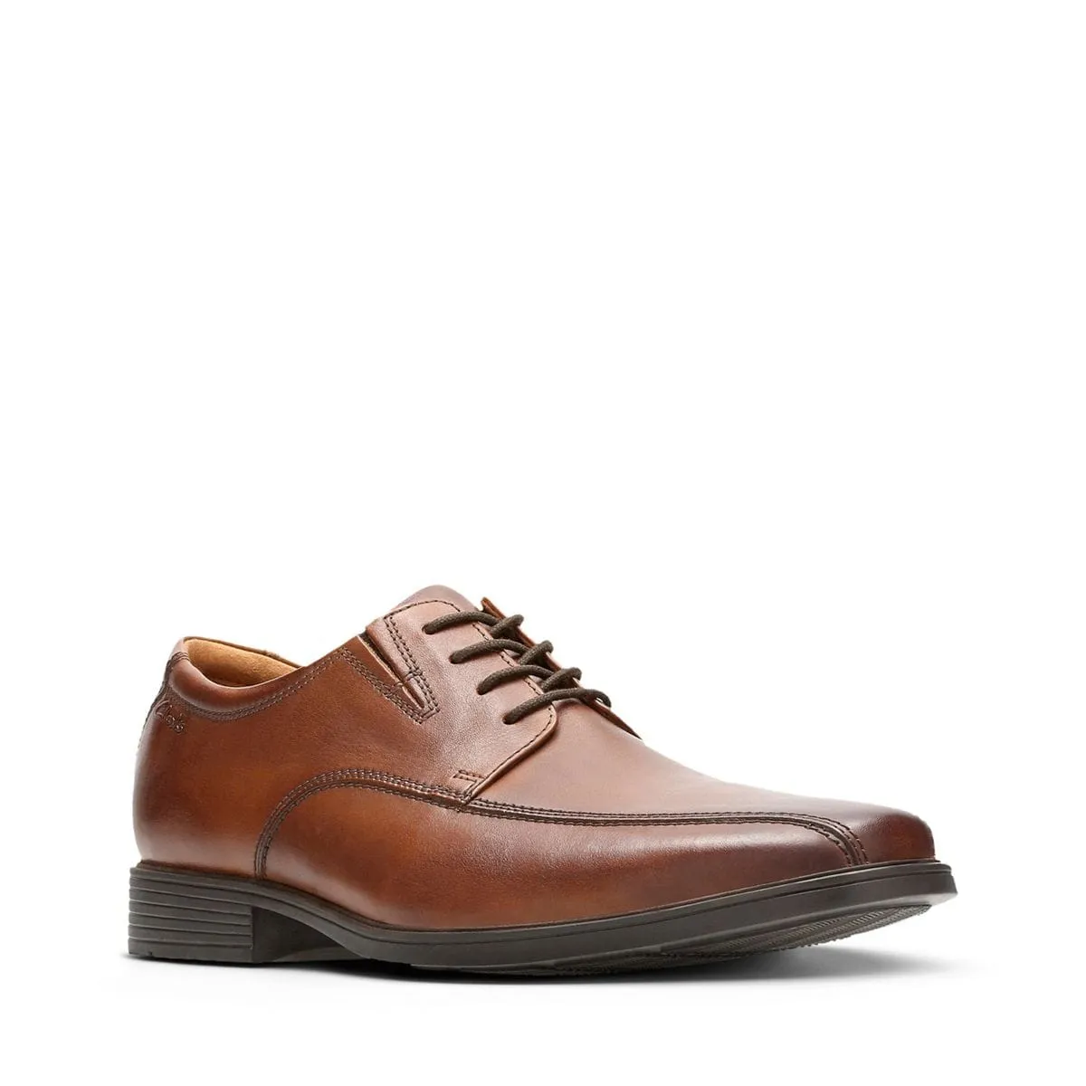 Clarks Men's Tilden Walk Dress Shoes- Dark Tan Leather