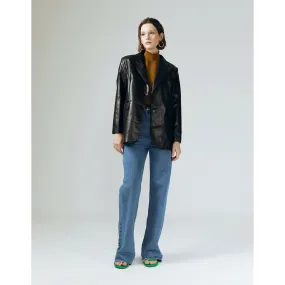 CLASSIC BLACK LEATHER BLAZER