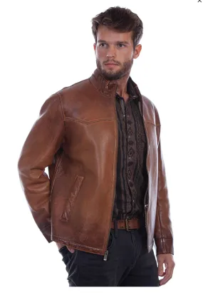 Cognac Leather Jacket - Scully - JSY48