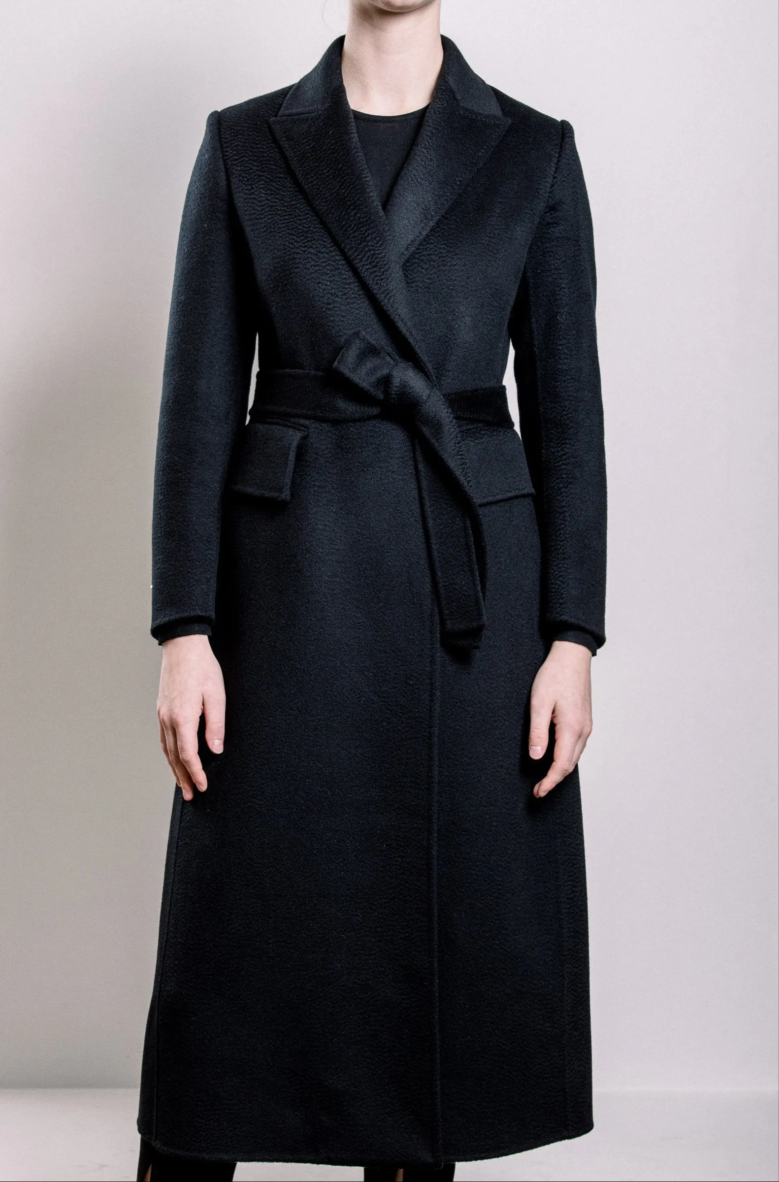 Demi-Couture Cashmere Double Breasted Overcoat - Black