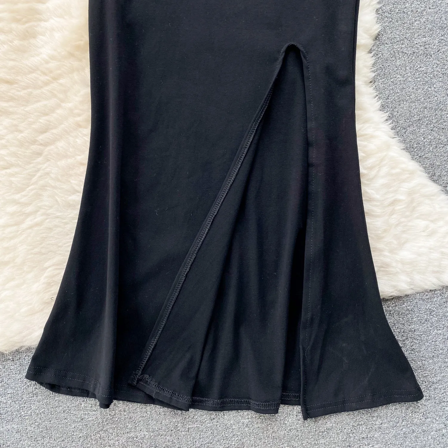 Denim Jacket&Black Slip Dress 2Pcs