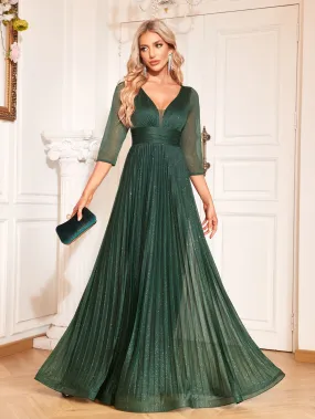 Elegant Lace 3/4 Sleeve Evening Dress