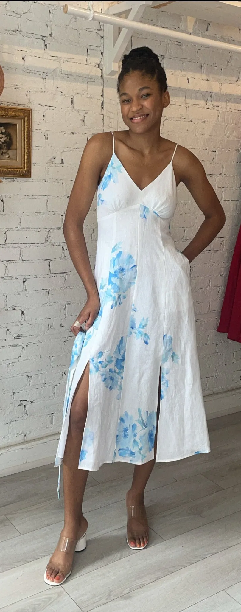 Georgette Slip Dress - Blue Floral