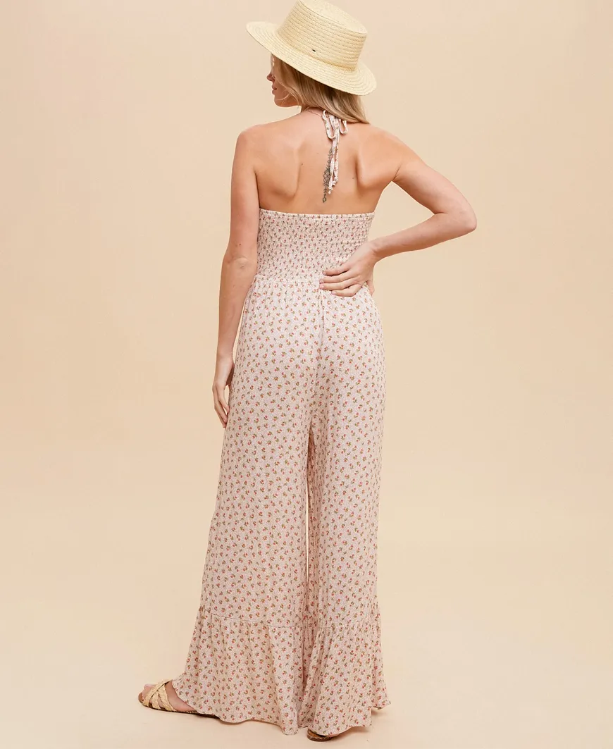 Gianna Floral Jumpsuit – Blush