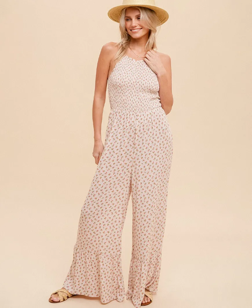 Gianna Floral Jumpsuit – Blush