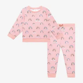 Girl's Long Sleeve Sweatshirt & Jogger Set - Shay (Rainbows)