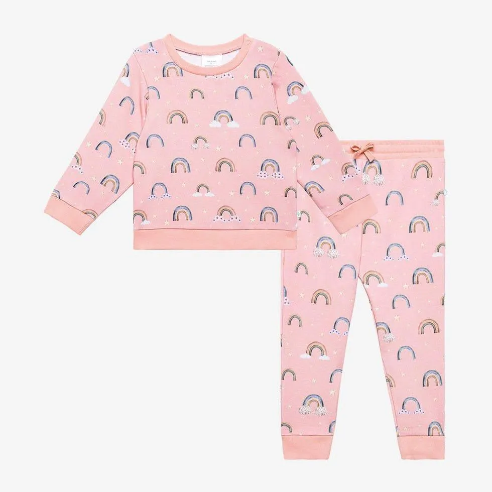 Girl's Long Sleeve Sweatshirt & Jogger Set - Shay (Rainbows)