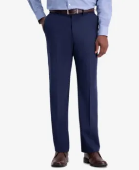 Haggar Mens Classic fit Dress Pants 34 / 32 Blue Solid Stretch