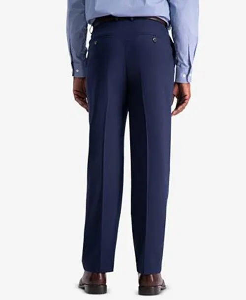 Haggar Mens Classic fit Dress Pants 34 / 32 Blue Solid Stretch