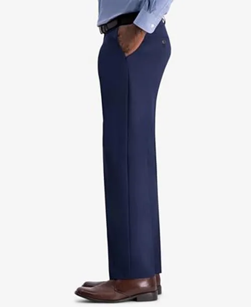 Haggar Mens Classic fit Dress Pants 34 / 32 Blue Solid Stretch