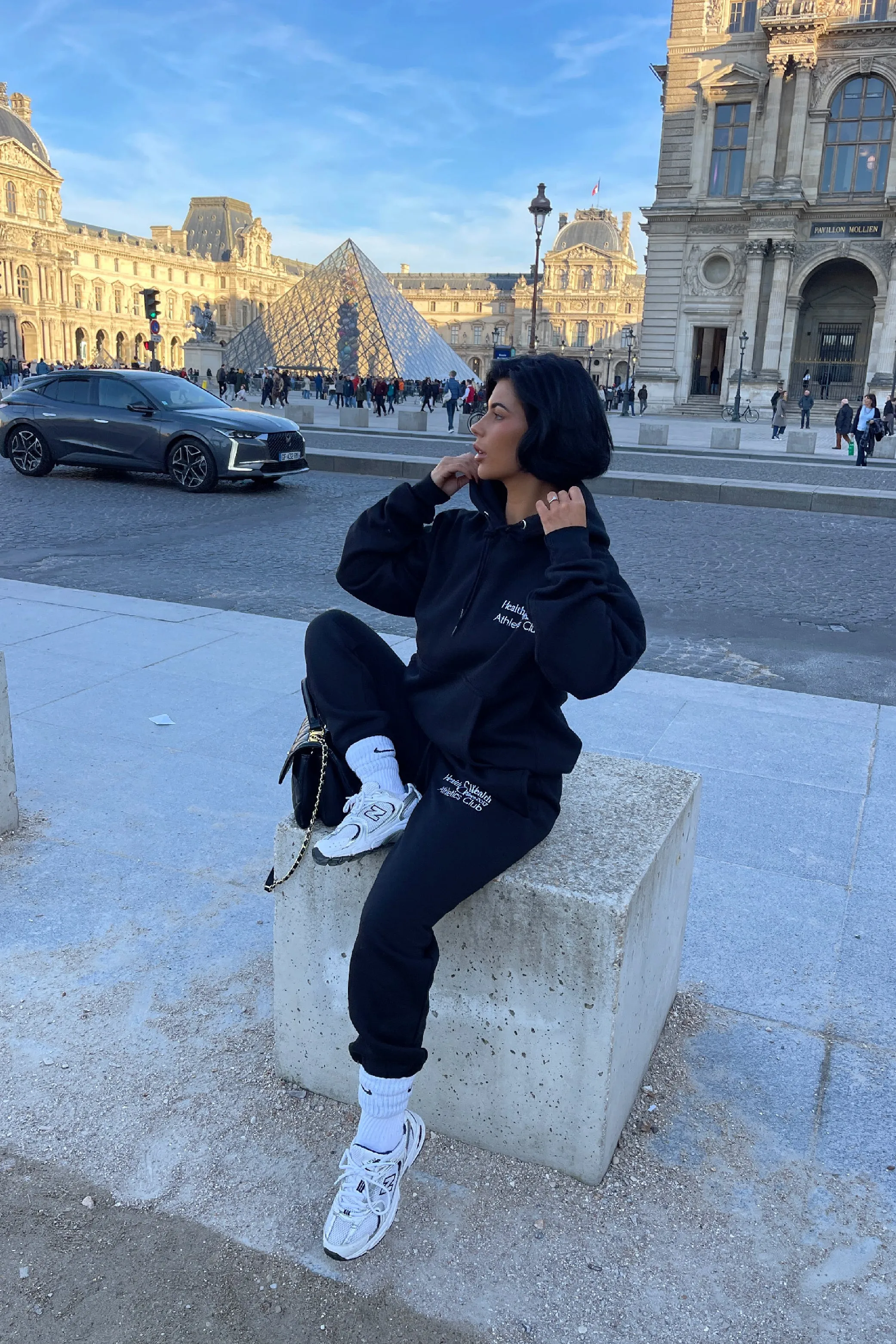 Health & Wealth embroidered Black hoodie set