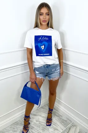 island summer printed white tee
