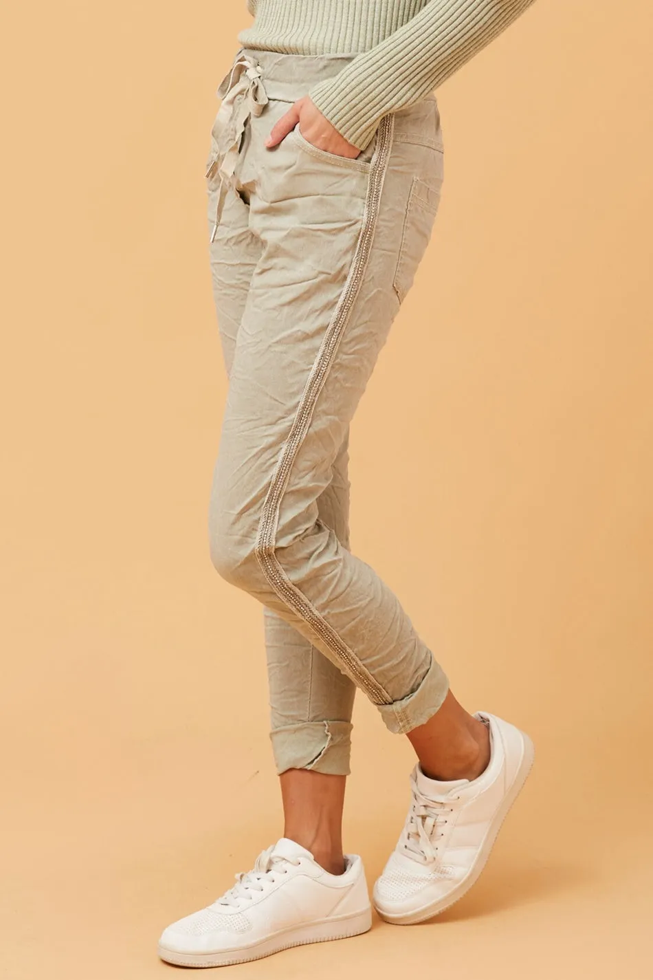 JANJA DIAMANTE DETAIL JOGGER PANTS