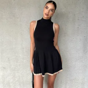 Jennifer Half High Collar Sleeveless Sexy Mini Dress
