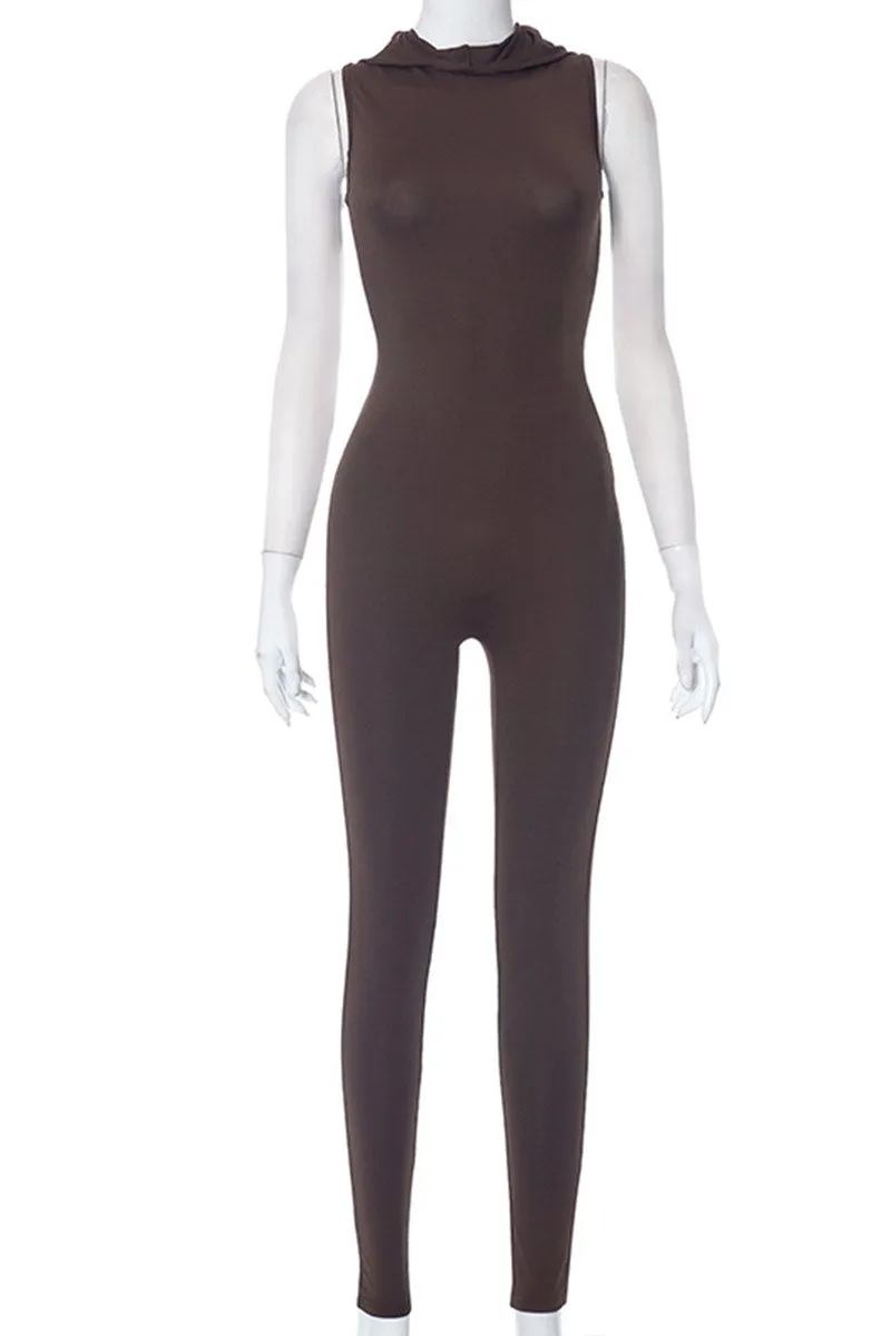 JH720 Hooded Backless Jumpsuit