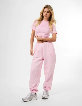 Kaiia Logo Cuffed Joggers Baby Pink