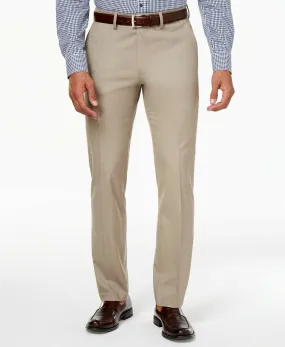 Kenneth Cole Reaction Mens Slim fit Dress Pants 34 / 30 Beige Solid Stretch