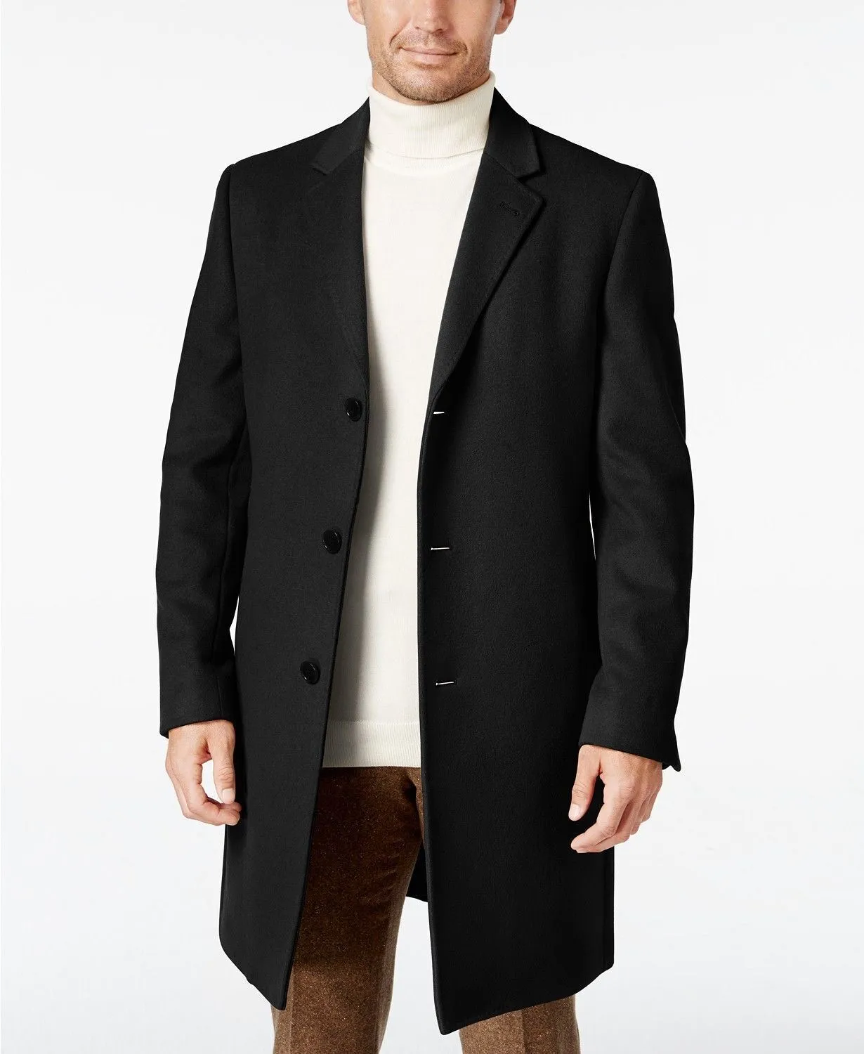 Lauren Ralph Lauren Mens Classic fit Overcoat Coat 38 S Black Solid