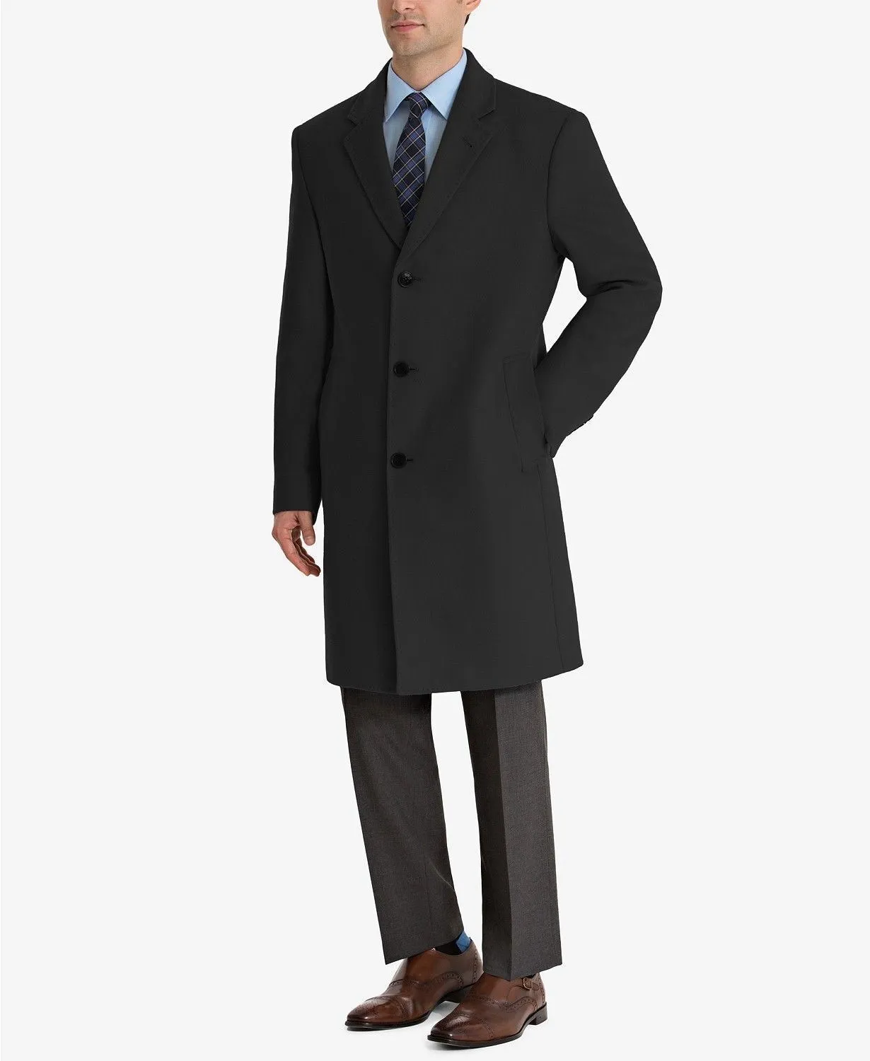 Lauren Ralph Lauren Mens Classic fit Overcoat Coat 38 S Black Solid