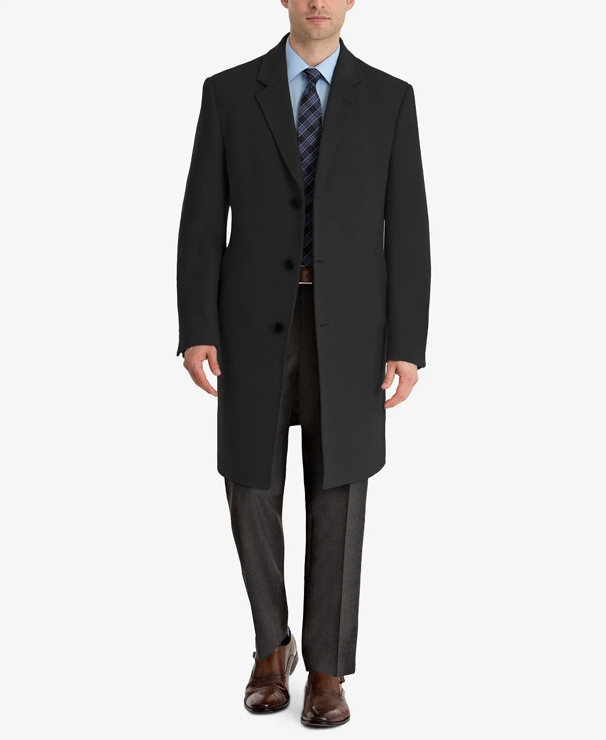 Lauren Ralph Lauren Mens Classic fit Overcoat Coat 38 S Black Solid
