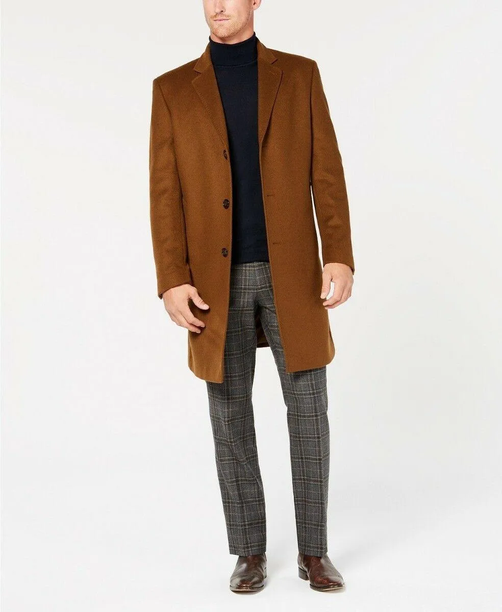 Lauren Ralph Lauren Mens Regular fit Overcoat Coat 38 R Brown Solid