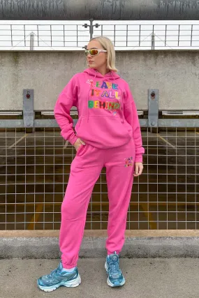 Leave it all behind premium hot pink printed hooded loungewear set