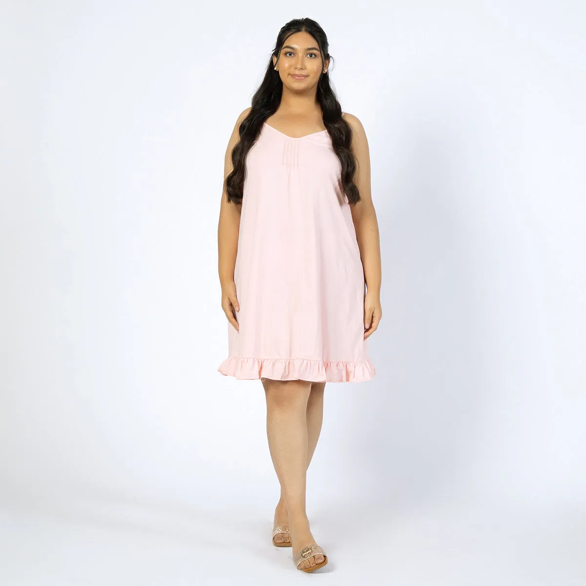 Light Pink Cotton Jersey Plus Size Slip Dress