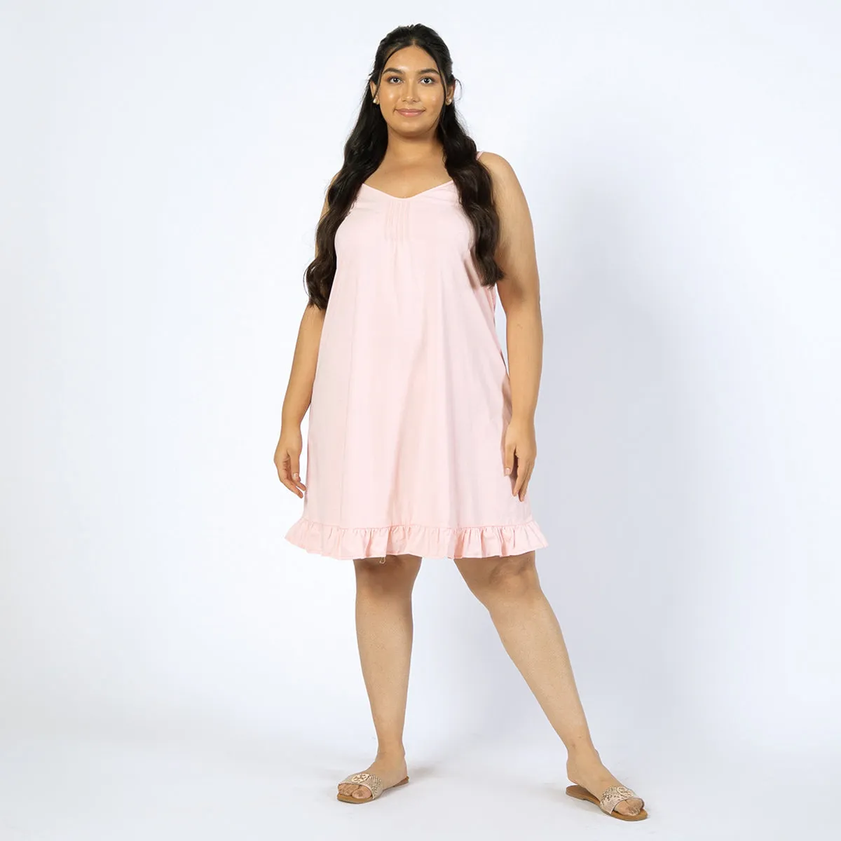 Light Pink Cotton Jersey Plus Size Slip Dress