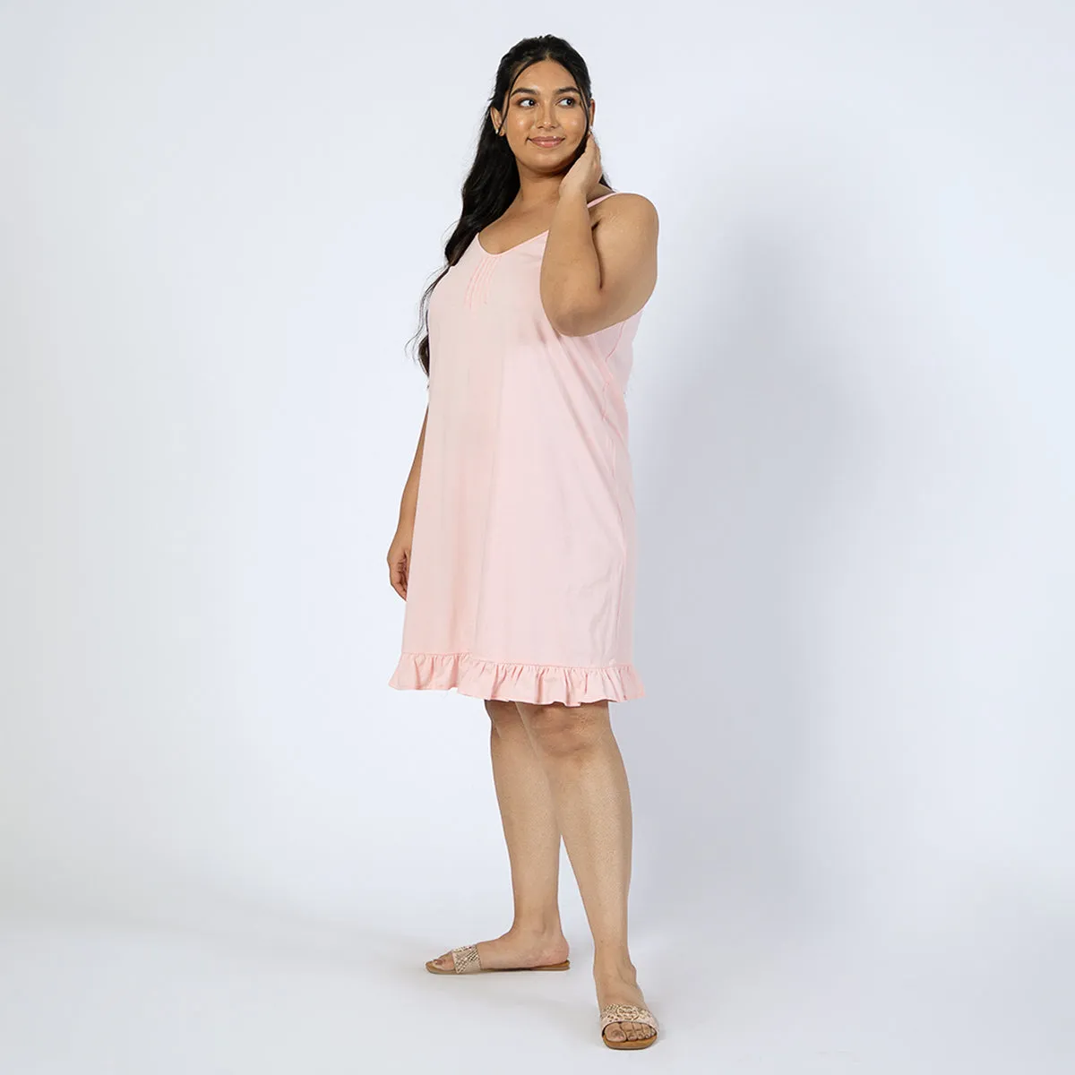 Light Pink Cotton Jersey Plus Size Slip Dress