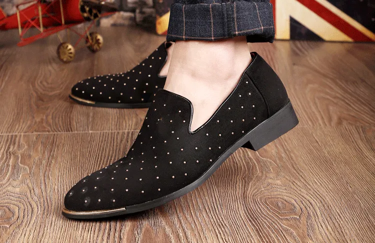 Luxury Leather Rivet Slip-On Shoes