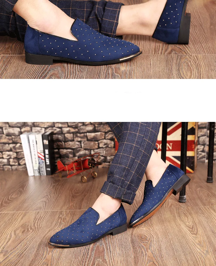 Luxury Leather Rivet Slip-On Shoes