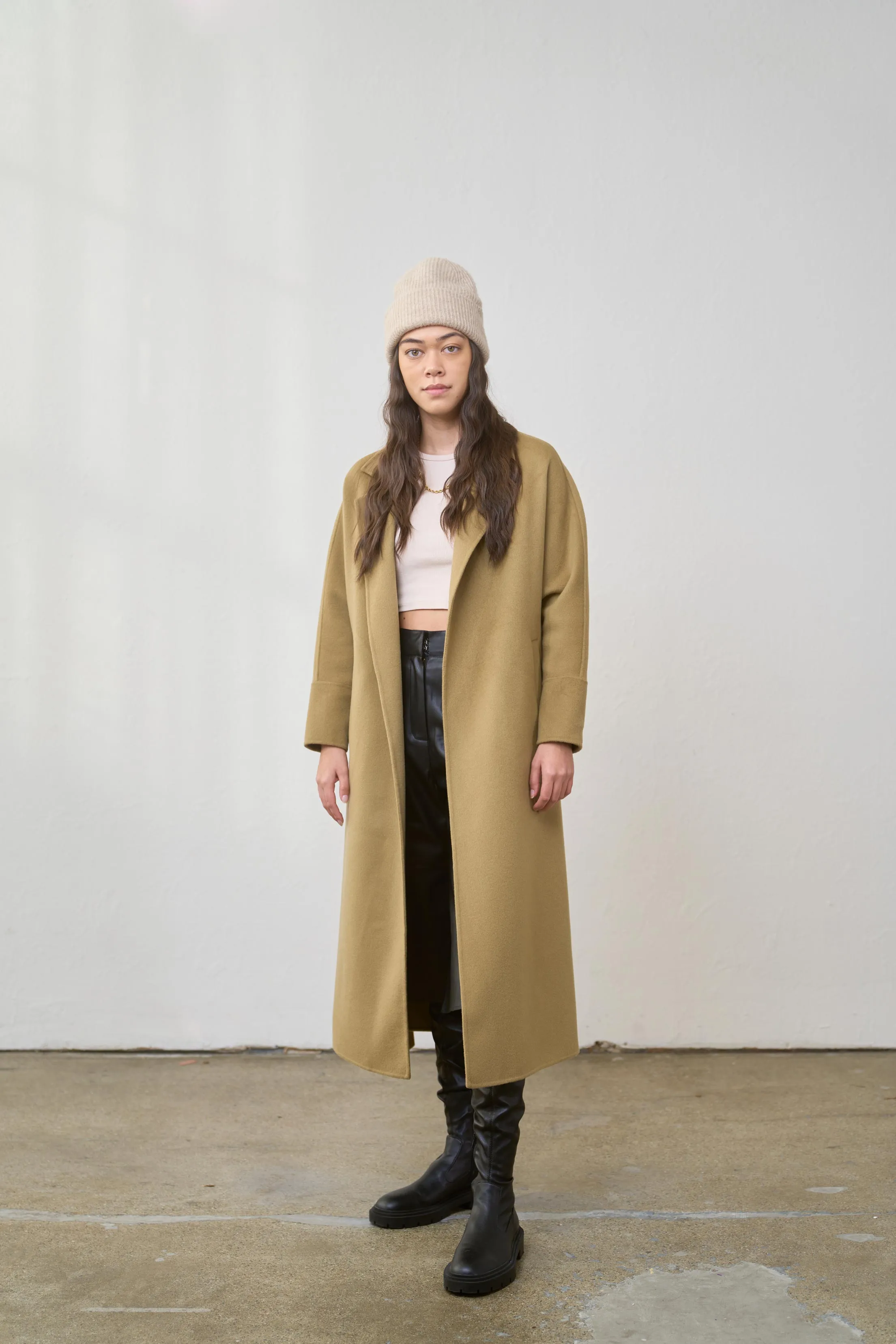 Lydia cashmere coat belt attached JL033C