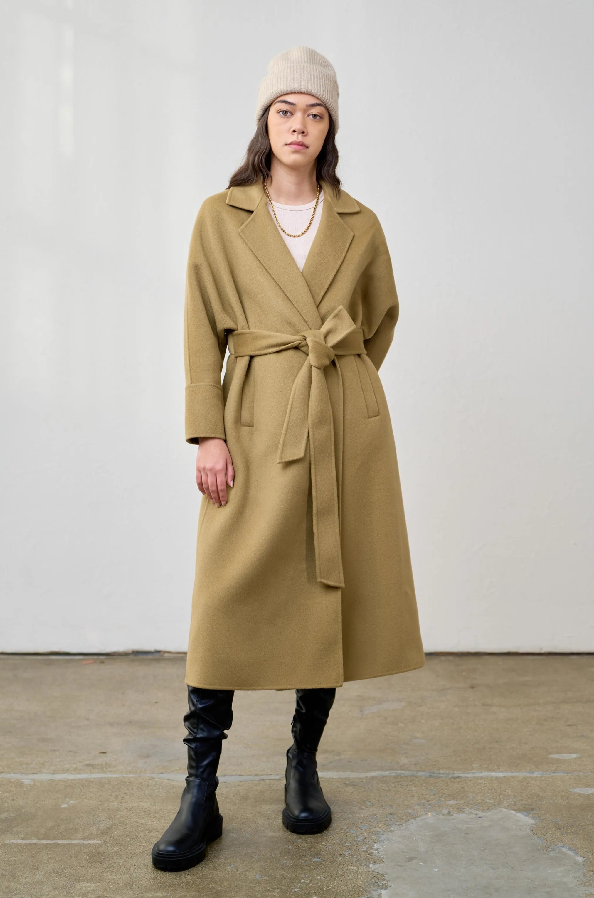 Lydia cashmere coat belt attached JL033C