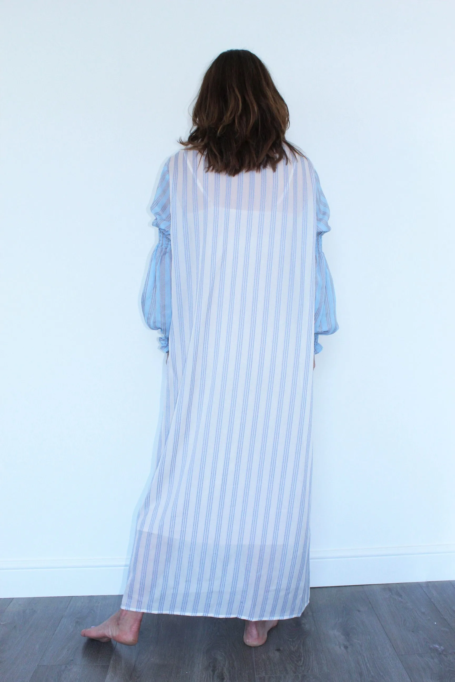 M Peoria Long Sleeve Maxi Dress in Blue